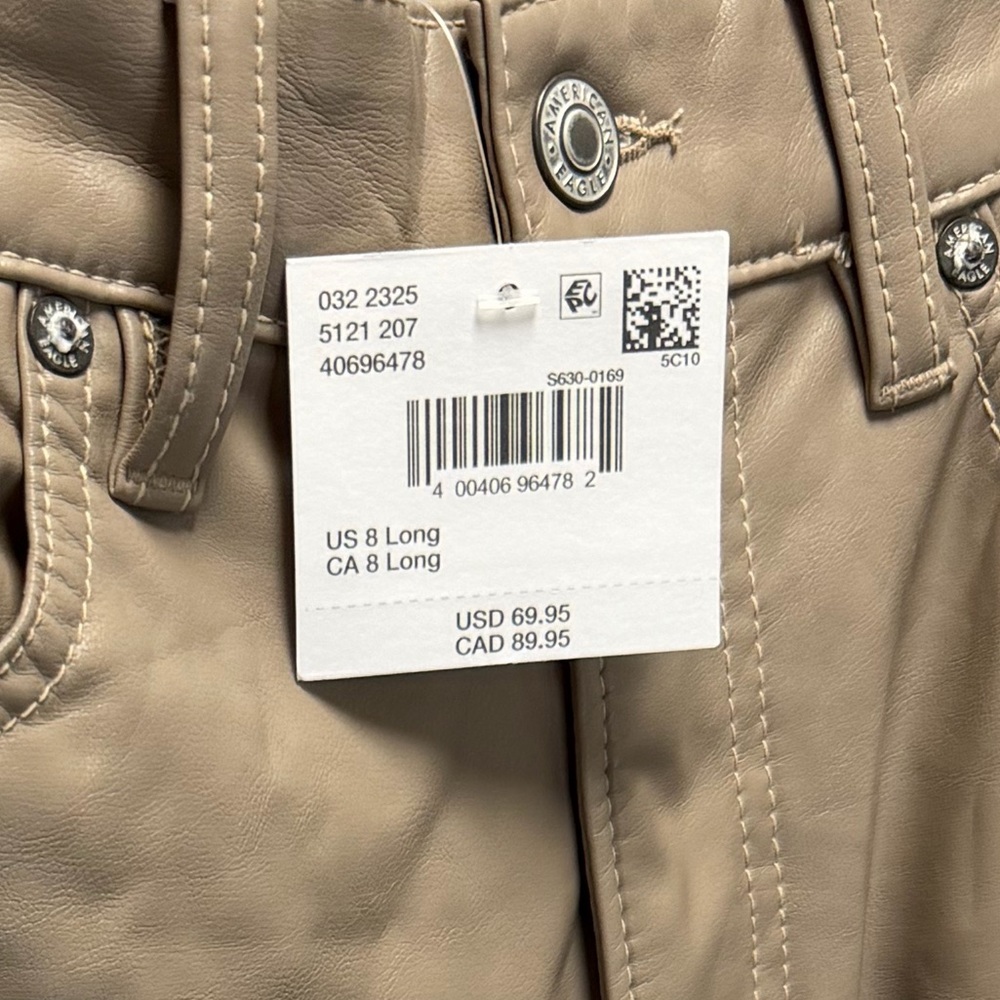 American Eagle Outfitters Women’s Vegan  Leather Super High Rise Straight 8 Long - Picture 2 of 8
